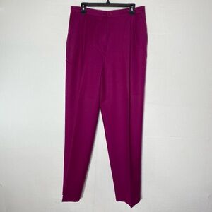 Vintage Gaytown Fuchsia Wool Pleated Front Trouser Pants 12